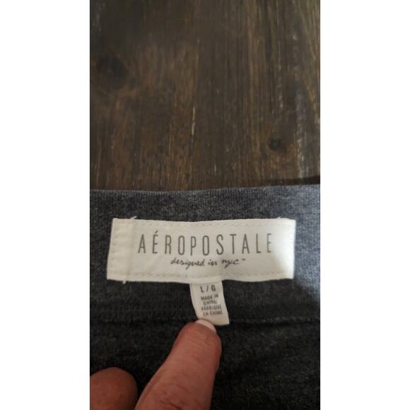 Aeropostale Women's Gray Logo Drawstring Joggers/Sweatpants Large Sequined Logo - Picture 2 of 12